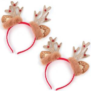 lot 10923 image: TOKUFAGU Christmas Reindeer Antlers Headband Headwear Girls Headbands Sequins Party Head Band Women Hair Accessory (Two antlers)