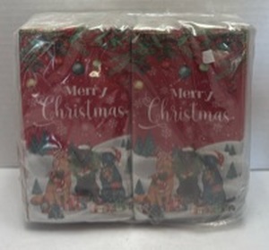 lot 10931 image: 200pcs Christmas Paper Napkin Disposable Guest Napkin, Fresh Color, Puppy