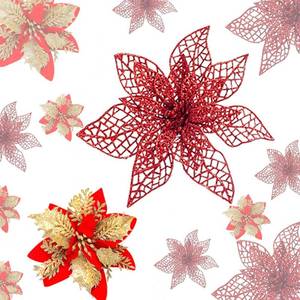 lot 10934 image: vannyster 20 Pcs 6& 9 Large Artificial Christmas Flowers with DIY Clips, Poinsettia Christmas Flowers Decoration for Xmas Tree and Wreath Ornaments, Xmas New Year, Party, Holiday Decor(Pink)