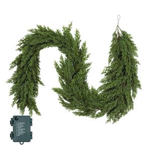 lot 10935 image: 6FT Christmas Cedar Garland with Lights Artificial Realistic Faux Real Touch Greenery Garland Mantle Stairs Fireplace Porch Table Wall Decor Outdoor Indoor Home Decorations (Battery Not Included)