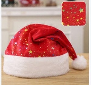 lot 10960 image: Christmas Hat Red with Star Pattern White Trim 40cm15.7 Inch