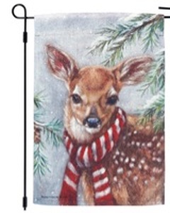 lot 10962 image: Primitives By Kathy Winter Deer Garden Flag