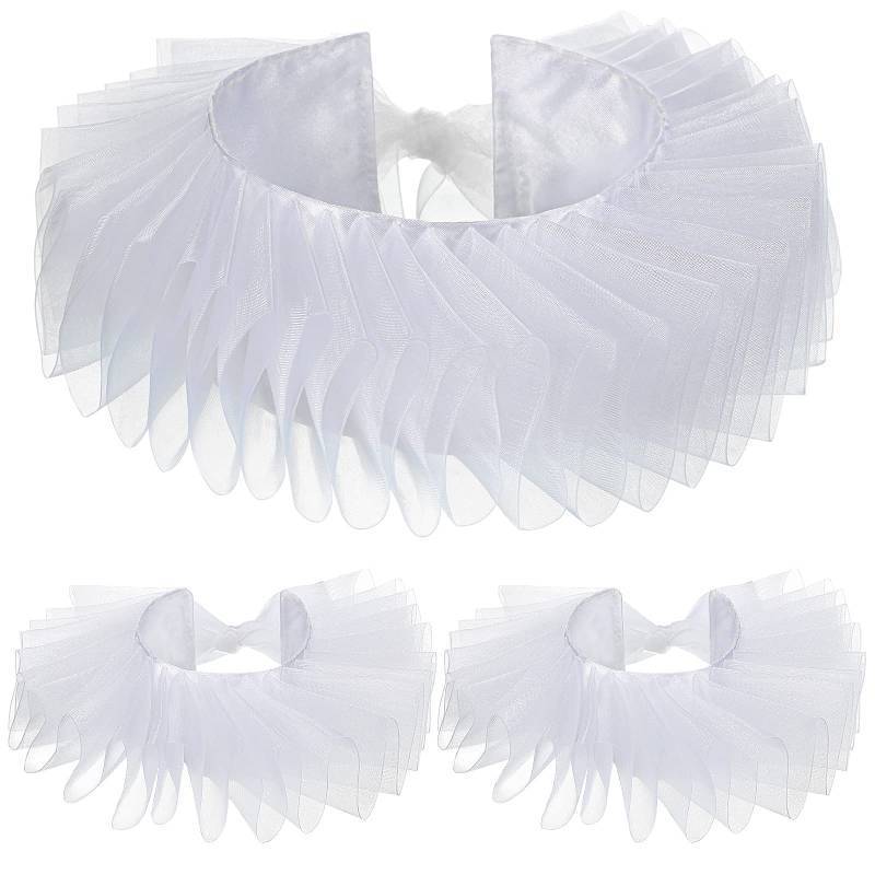 lot 10336 image: Geyoga 3pcs Halloween Clown Collar and Cuffs Detachable Set,White