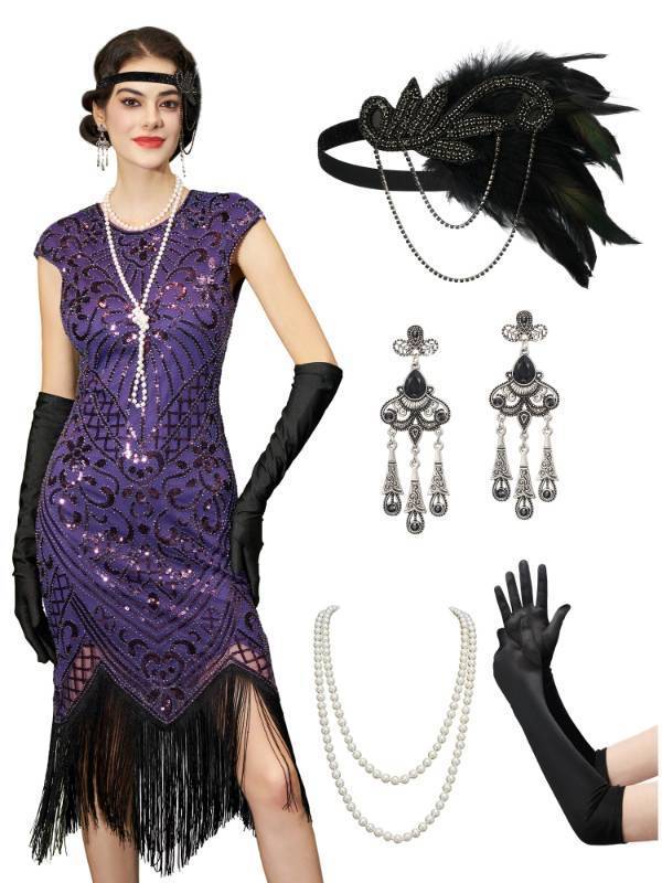 lot 10255 image: Flapper Costumes for Women 1920s Dresses Roaring 20s Gatsby Sequin Dress