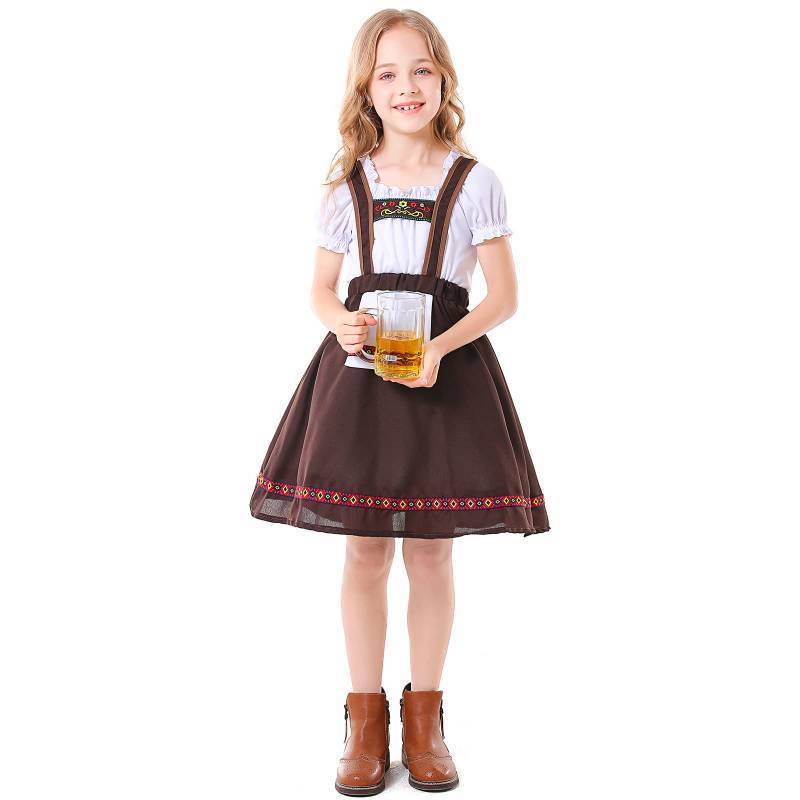 lot 9127 image: RABISS Kids Girls Oktoberfest Costume Halloween Beer Maid Costumes Traditional Bavarian German Dirndl Dress Carnival Costumes - Retail $29