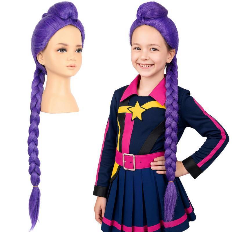 lot 60294 image: morvally 33.5 Inches Purple Long Braided Ponytail Wig - Anime Cosplay Wigs for Halloween Costume Party (Purple)