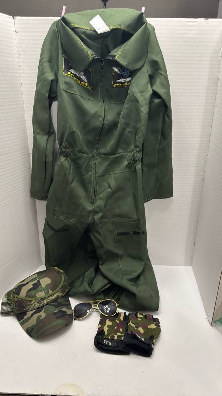 lot 10341 image: Green Hooded Flight Suit with Accessories Lot size 910
