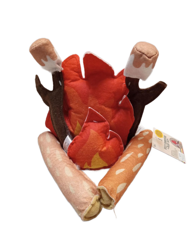 lot 9162 image: Felt Campfire Play Set 4 Piece Set with Logs Marshmallows Roasting Sticks