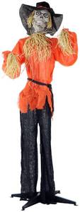 Haunted Hill Farm 5-Ft Skeleton Scarecrow Animatronic with Lights - Retail: $241