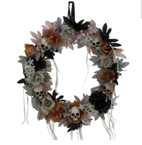 lot 9223 image: Haunted Hill Farm 22-in (non powered) Multiple colorsfinishes Skull Artificial wreath