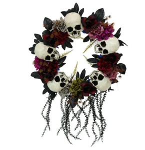 lot 9224 image: Haunted Hill Farm 24-in (non powered) Multiple colorsfinishes Skull Artificial wreath