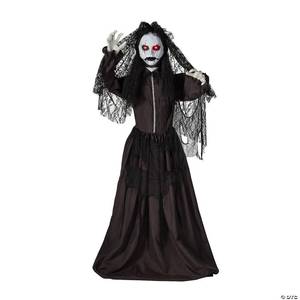 66" Standing Jaw Dropping Bride with Black Dress Halloween Prop Decoration - Retail: $78