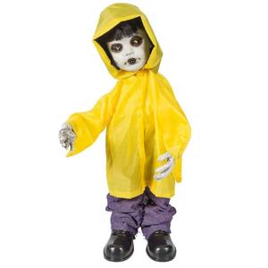 lot 60744 image: Fun Express Standing Doll in Raincoat Halloween Decoration - Retail $42