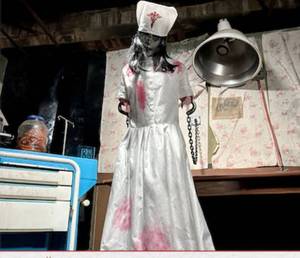 5.2-Ft Life-Size Animatronic Zombie Nurse Halloween Decoration Motion Sensor Haunted Hill Farm  - Retail: $180