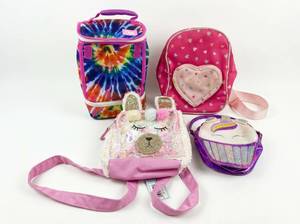lot 4203 image: Lot of 4 Kids Character Backpacks with Lunch Boxes