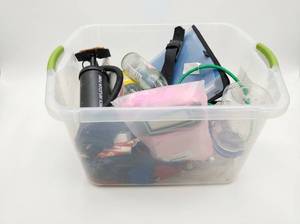 lot 4208 image: Misc. Lot Air Pump, Cables, Tools & Accessories