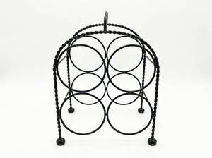 lot 4251 image: Black Wire Bottle Rack Storage Stand 4-Bottle