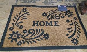 lot 4268 image: Coir Doormat with Home Floral Design 18x27in