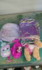 lot 4287 image: Childrens Backpack & Accessory Set w Plush Toys (5 Ct.)