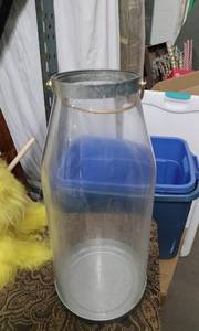 lot 4296 image: Clear Glass Jug with Brass Handle & no Lid