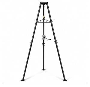 lot 64700 image: Kill Shot 9 Steel Tripod Game Hoist with Gambrel & 500 lbs. Capacity for Skinning, Cleaning or Moving Game, 3-Point Design. 1 HOLE IS BENT. - Retail $180
