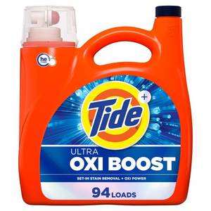lot 64715 image: Tide Ultra Oxi Boost HE Concentrated Liquid Laundry Detergent 94 Loads - 132 fl oz - Retail $23