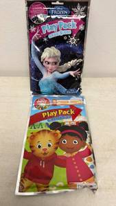 lot 124 image: Disney Play Pack Grab & Go Bundle 2 Pack Coloring Book Stickers Crayons - Frozen & Daniel Tiger��s Neighborhood