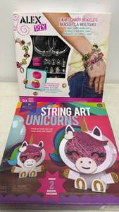lot 125 image: Stacked String Art Unicorns Craft Kit & Alex DIY I Heart Charm Bracelets Craft Kit