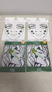 lot 138 image: Claires St Patricks Day Face Tattoos and Face Stickers Lot (4 Packs)