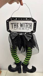 lot 151 image: Witch Legs Door Hanger with Welcome and The Witch Is In Signs