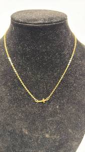 lot 161 image: Gold-Tone Cross Pendant Necklace with Chain