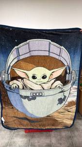 lot 195 image: Star Wars The Mandalorian The Child Fleece Throw Blanket - Lot of 2