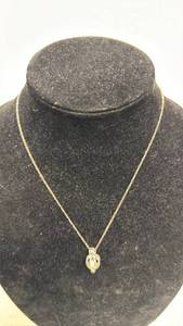 lot 200 image: Gold-Tone Necklace with Ribbed Oval Pendant and Chain