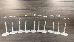lot 193 image: Lot of 10 Doll Display Stands White Plastic Round Base 5.5 inch
