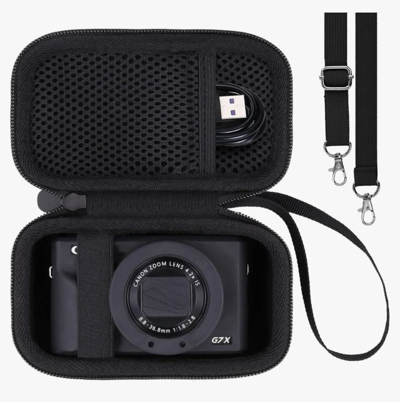 lot 59218 image: Camera Case, Protective Bag with Mesh Pocket for Camera Accessories, 6x3.5x3. - Retail $13