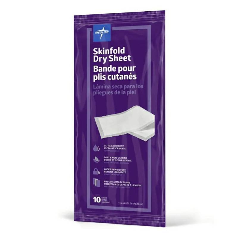 lot 59307 image: Medline Skinfold Dry Sheet, Skin Moisture Management, Soft, Non-Chafing, Pre-Cut & Ready to Use, 6 x 14 (10 Count). - Retail $11