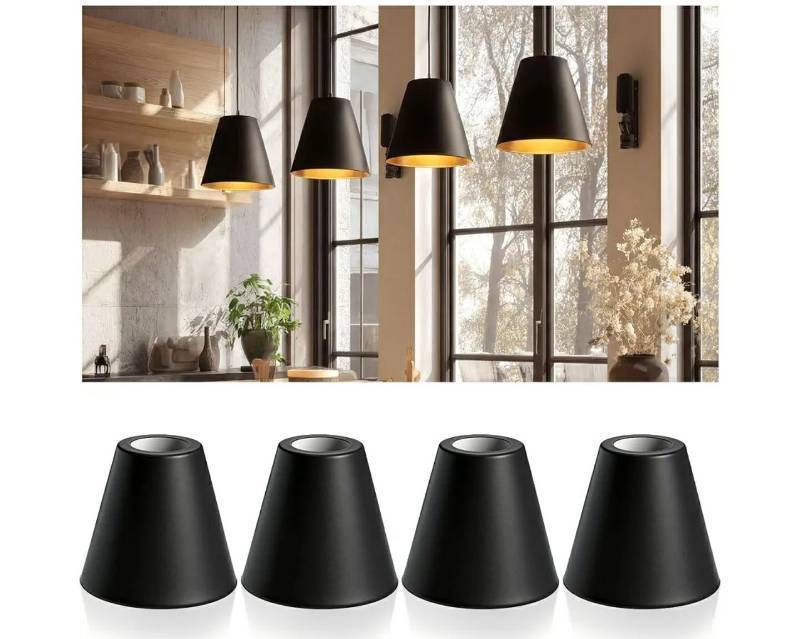 lot 59264 image: 4 Pcs Black Cone Industrial Replacement Lamp Shades, Iron Replacement Shades in a Cone Profile, Industrial Style - Retail $25