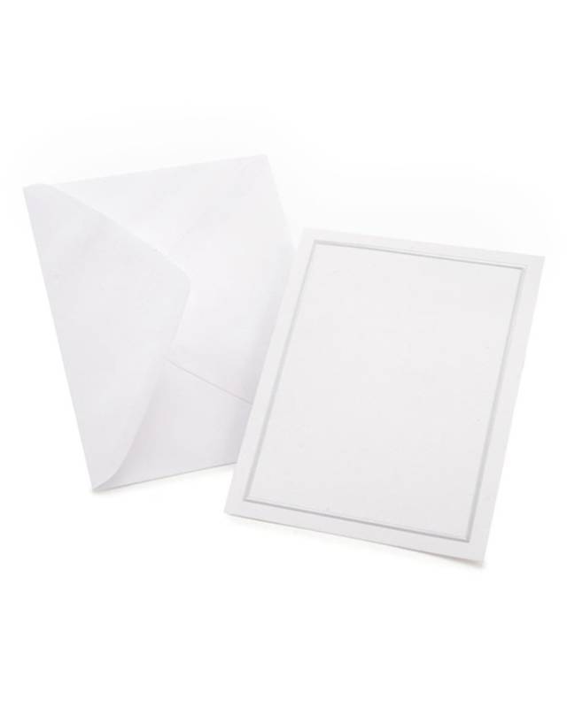 lot 59185 image: Gartner Studios Silver Foil Blank Cards with Envelopes, White, 50 Count - Retail $22
