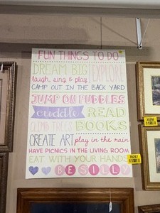 lot 35267 image: Fun Things To Do Whimsical Typography Canvas Wall Art