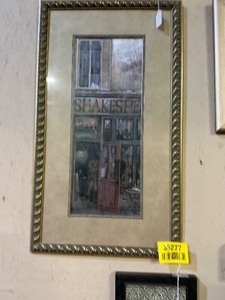 lot 35277 image: Vintage Framed Art Print titled  Good Book, Great Java - Signed by  Ruane Manning.