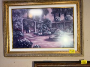 lot 35279 image: Framed Vintage Print titled Hemingways House By Artist Betsy Brown.