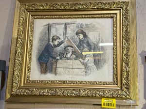 lot 35283 image: Antique Wood Engraving Titled A Christmas Box Created By The Famous 19th - Century Illustrator Thomas Nast.