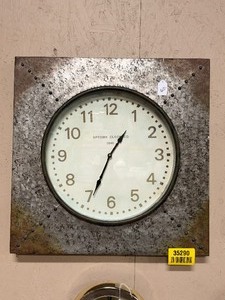 lot 35290 image: 1940 UPTOWN CLOCK CO. - BIG METAL SQUARE WALL CLOCK.