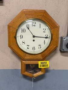 lot 35293 image: Vintage Pendulum Wall Clock , Silent Decorative Wood Clock Western Germany.