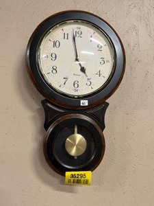 lot 35295 image: Westminster Dark Brown Wooden Pendulum Wall Clock - Classic Round Dial.