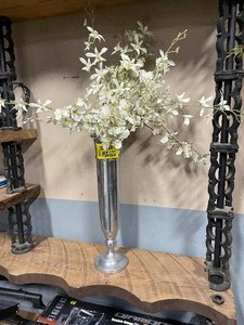 lot 35198 image: White floral in a silver vase
