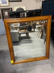 lot 35242 image: Huge Brown Wooden Frame Mirror - 36 x 40.