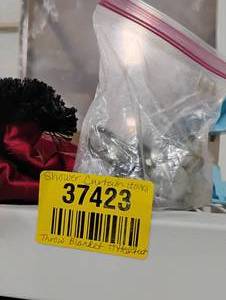 lot 37423 image: ASORTED SHOWER CURTAIN AND HOOKS