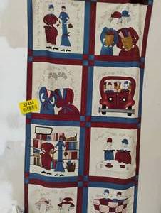 lot 37454 image: NEW HATS... OLD FRIENDS FABRIC PANEL DESIGNED BY SANDY GERVAIS.