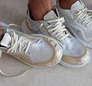lot 10034 image: Courser Uno Mens SilverGold Sneakers Size 12  Retail $595